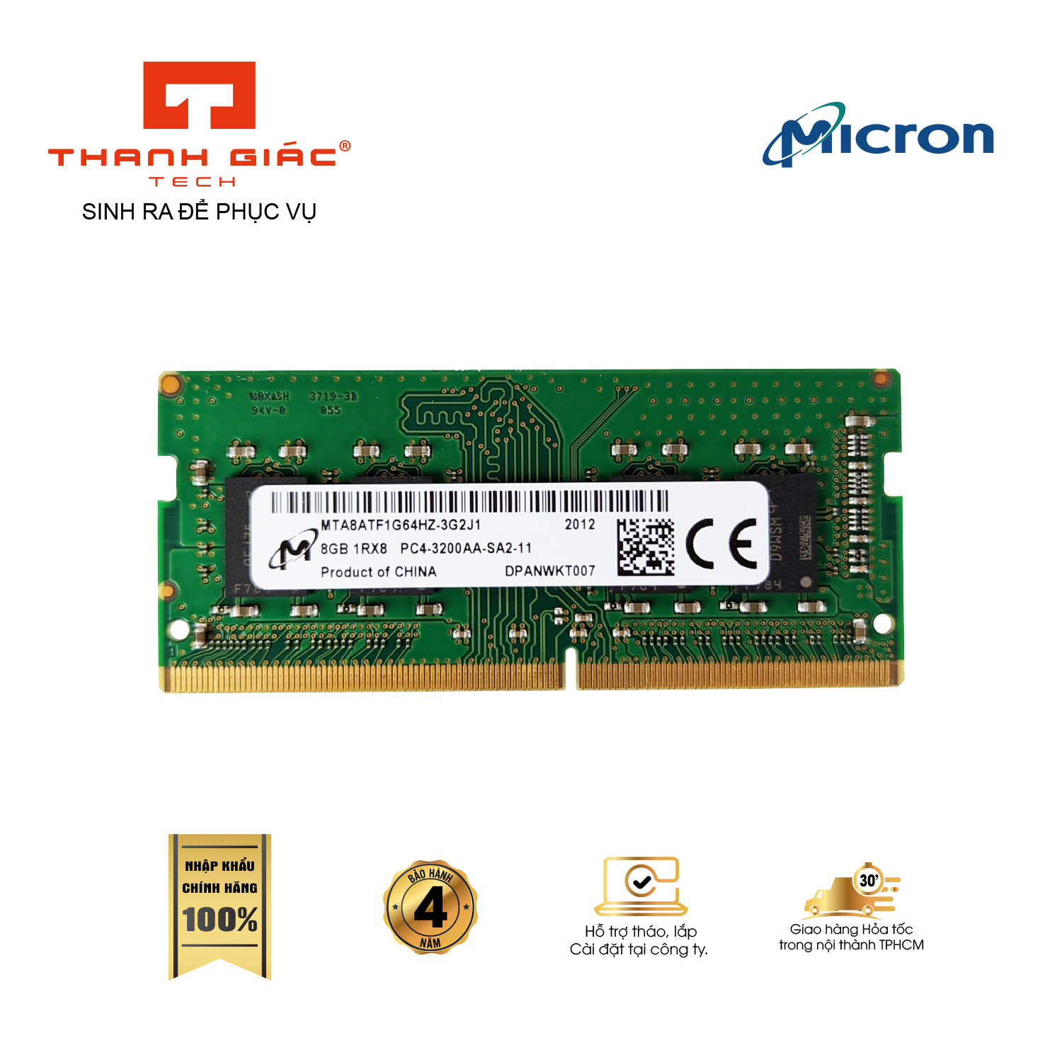 Ram Laptop Micron 8GB Bus 3200 DDR4 - Hàng Nhập Khẩu