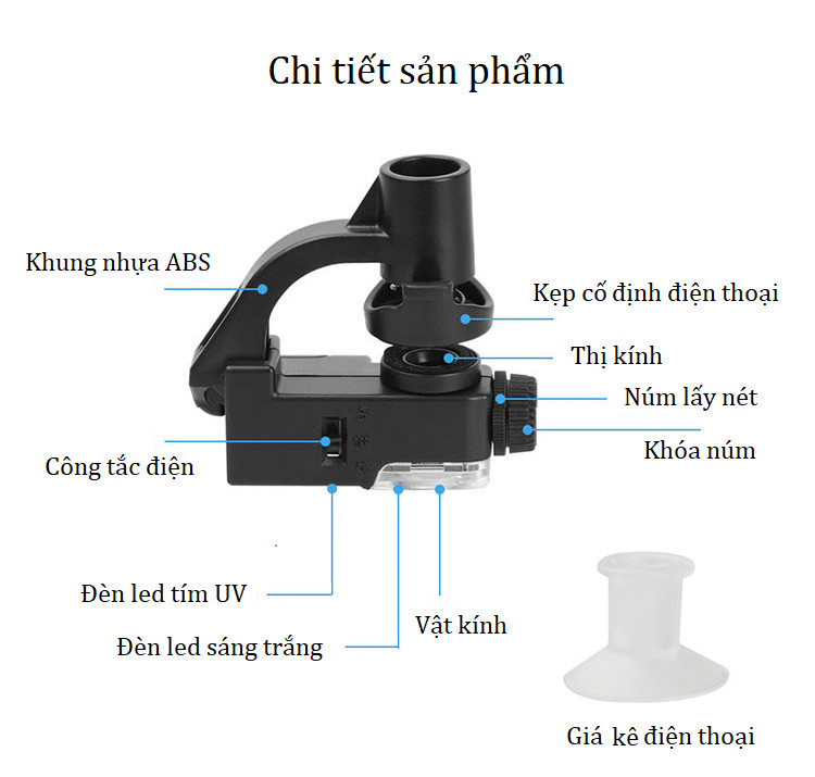 Kính lúp sửa chữa soi mạch điện tử, côn trùng, đồ gốm sứ ( Tặng kèm 01 đèn pin mini trợ sáng )