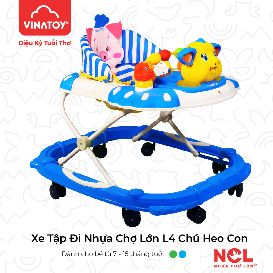 Xe Tập Đi Nhựa Chợ Lớn L4 Chú Heo Con Dành Cho Bé Từ 6 - 12 Tháng (Có nhạc) - M1771B-XTĐ