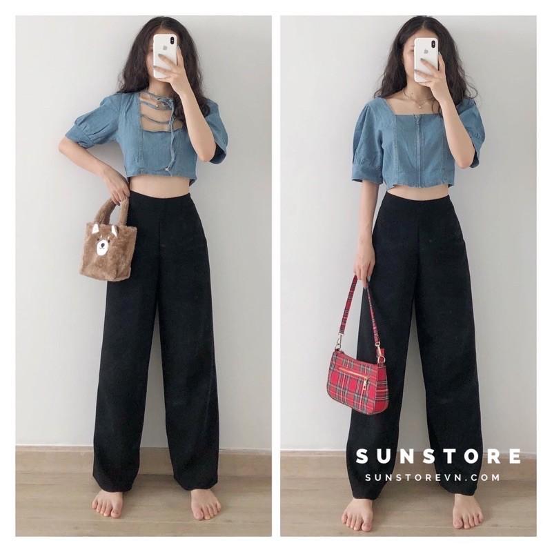 Quần sớ - Quần ống rộng khoá kéo bên hông