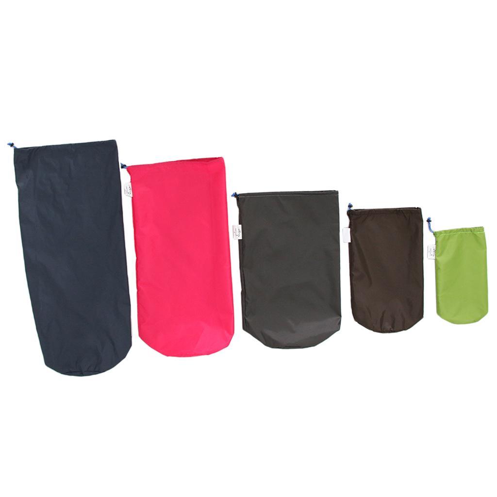 5Pcs Waterproof Nylon Drawstring Bag Pouch Travel Camping Hiking Storage Organizer