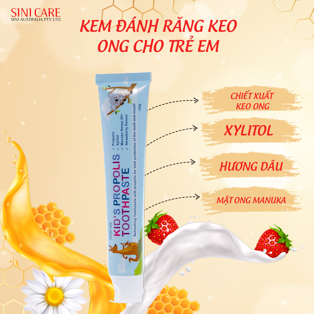 Kem đánh răng keo ong cho trẻ em SINICARE KIDS PROPOLIS TOOTHPASTE 120gr