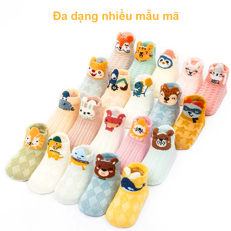 Tất cho bé gái và bé trai 0-3 tuổi thoáng khí Baby-S, Set 5 tất lưới cho bé hình thú ngộ nghĩnh nhiều màu sắc xinh xắn – ST022