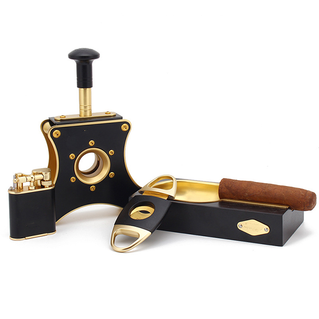 Bộ Set Phụ Kiện Xì Gà 10 Món Bao Gôm Hột Quẹt Bật Lửa, Cắt, Gạt Tàn, Kệ Kê Cigar Bằng Gỗ Tuyết Tùng Cao Cấp (giao màu ngẫu nhiên)