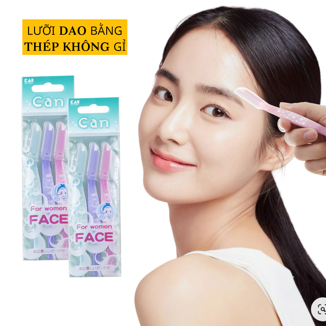 Dao Cạo Lông Mặt Lưỡi Thép Không Gỉ Kai For Women 17810 (Combo Dao Cạo Và Set 24mL)