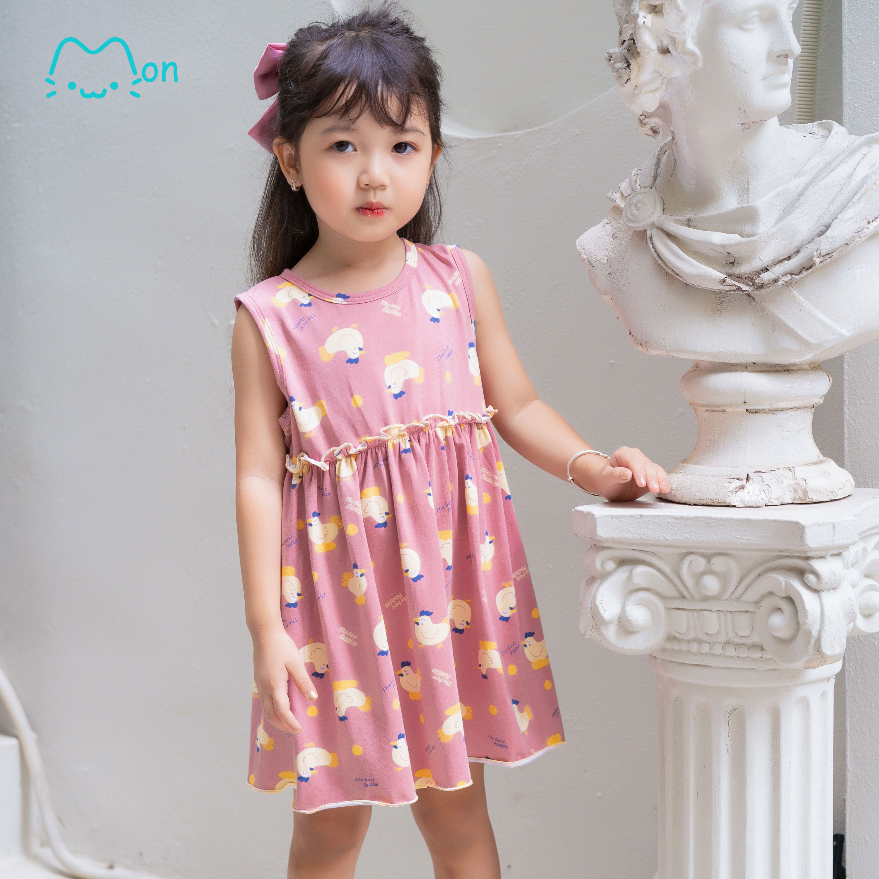Váy bé gái mùa hè chất cotton họa tiết xinh xắn phù hợp mặc nhà, đi chơi cho bé 2,2,4,5,6,7,8,9,10,11,12 tuổi MV2232-BR