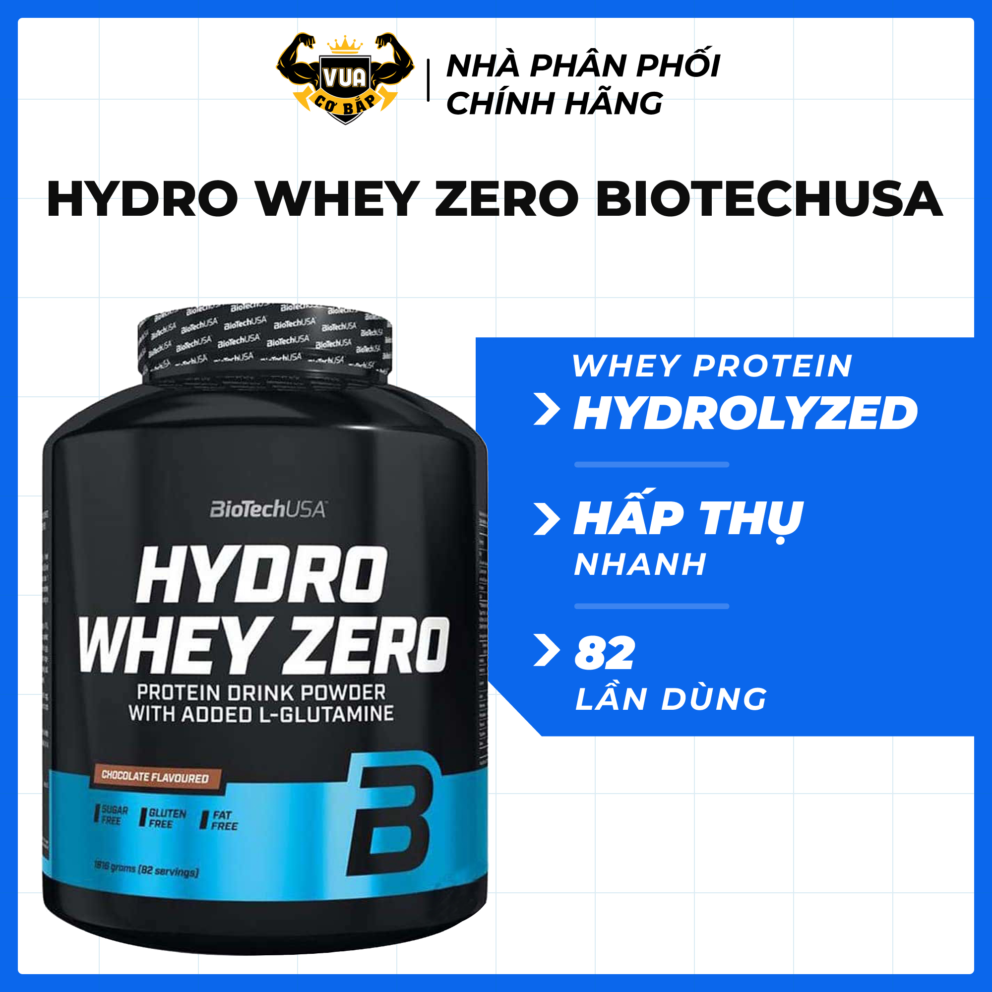 Sữa Tăng Cơ Hydro Whey Zero BiotechUSA - Vanilla