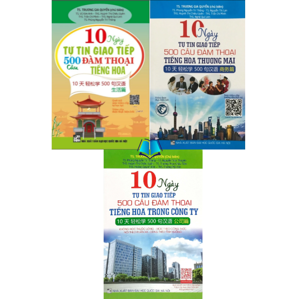 Sách - Combo/ Lẻ 10 Ngày Tự Tin Giao Tiếp 500 Câu Đàm Thoại Tiếng Hoa Trong Công Ty + Thương Mại
