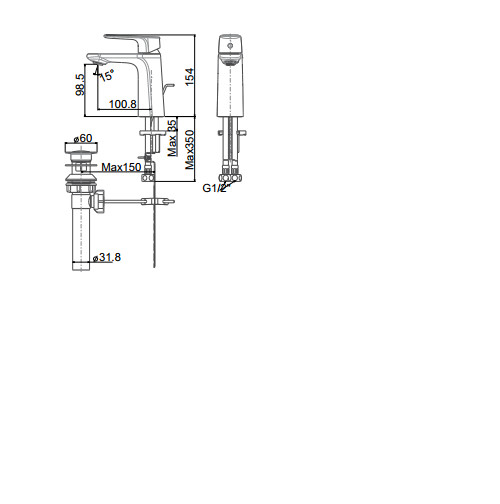 Vòi lavabo nóng lạnh American Standard - Signature WF-1701 vòi kèm đầu xả ty