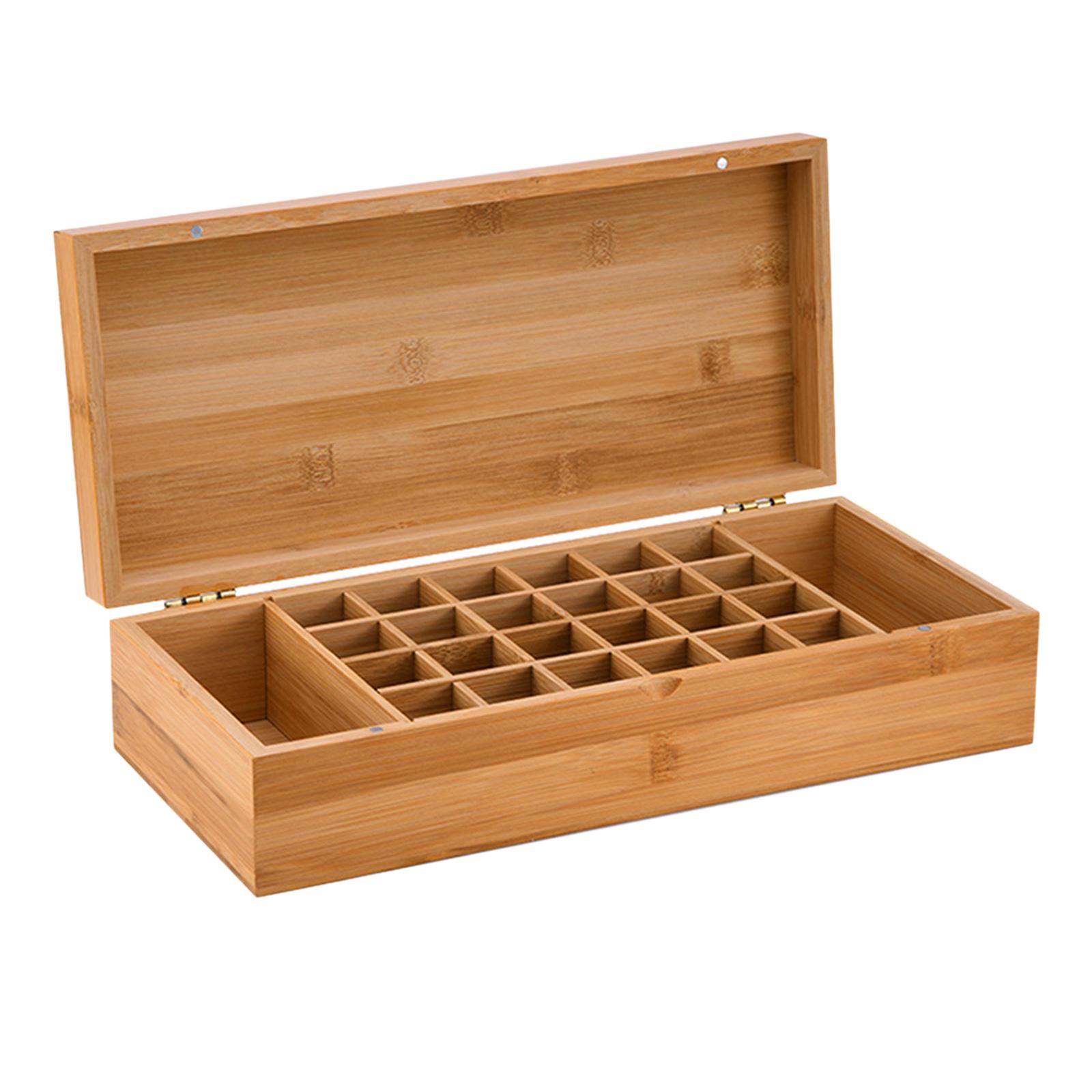 Essential Oil Storage Box Case, Wooden Organizer Holds 24 Bottles, Bamboo Wood Holder Safe for Carrying And Home Storage Display