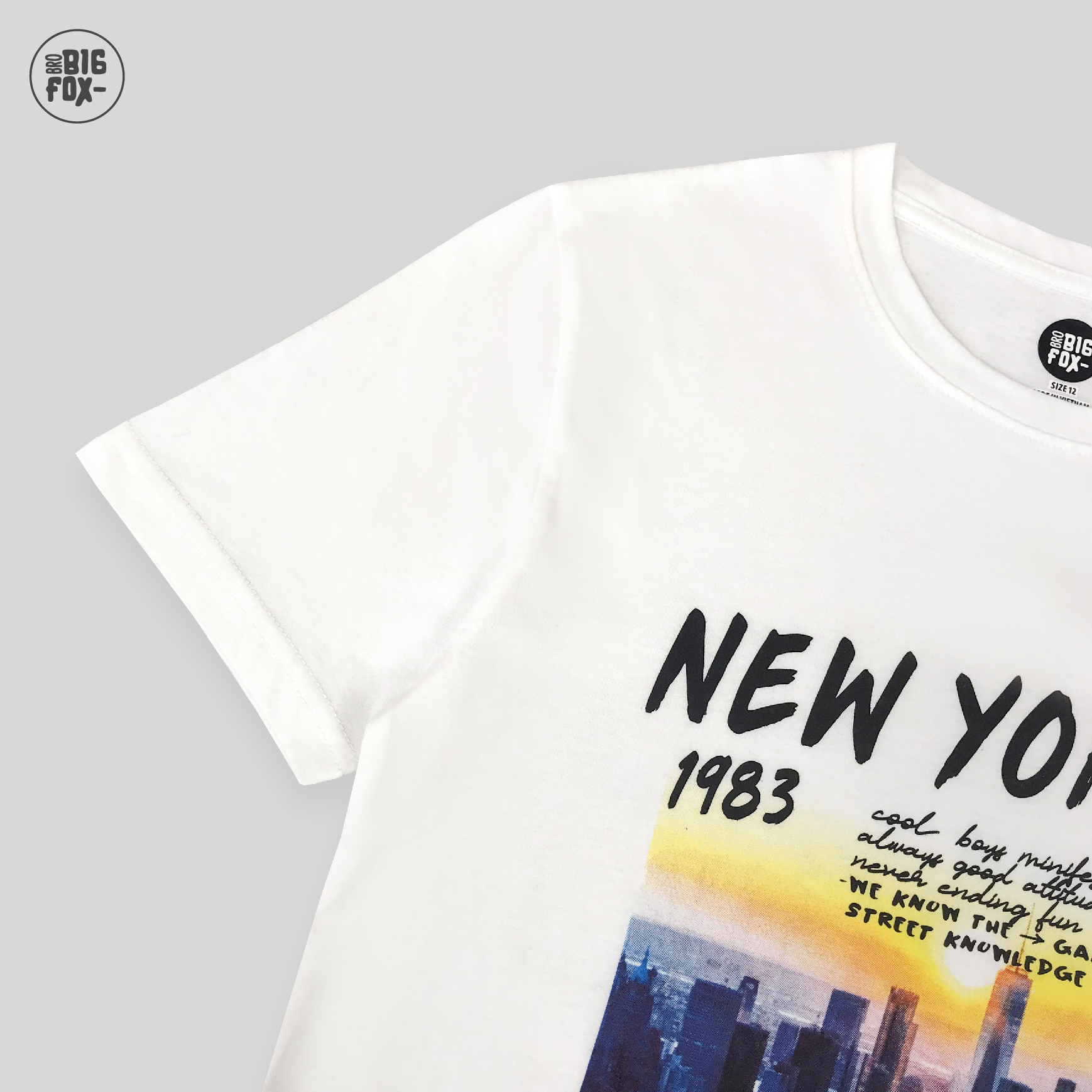 Áo Bé Trai Size Đại Bigfox, Áo Thun Trẻ Em Newyork Dictrict 12-15, Chất Cotton