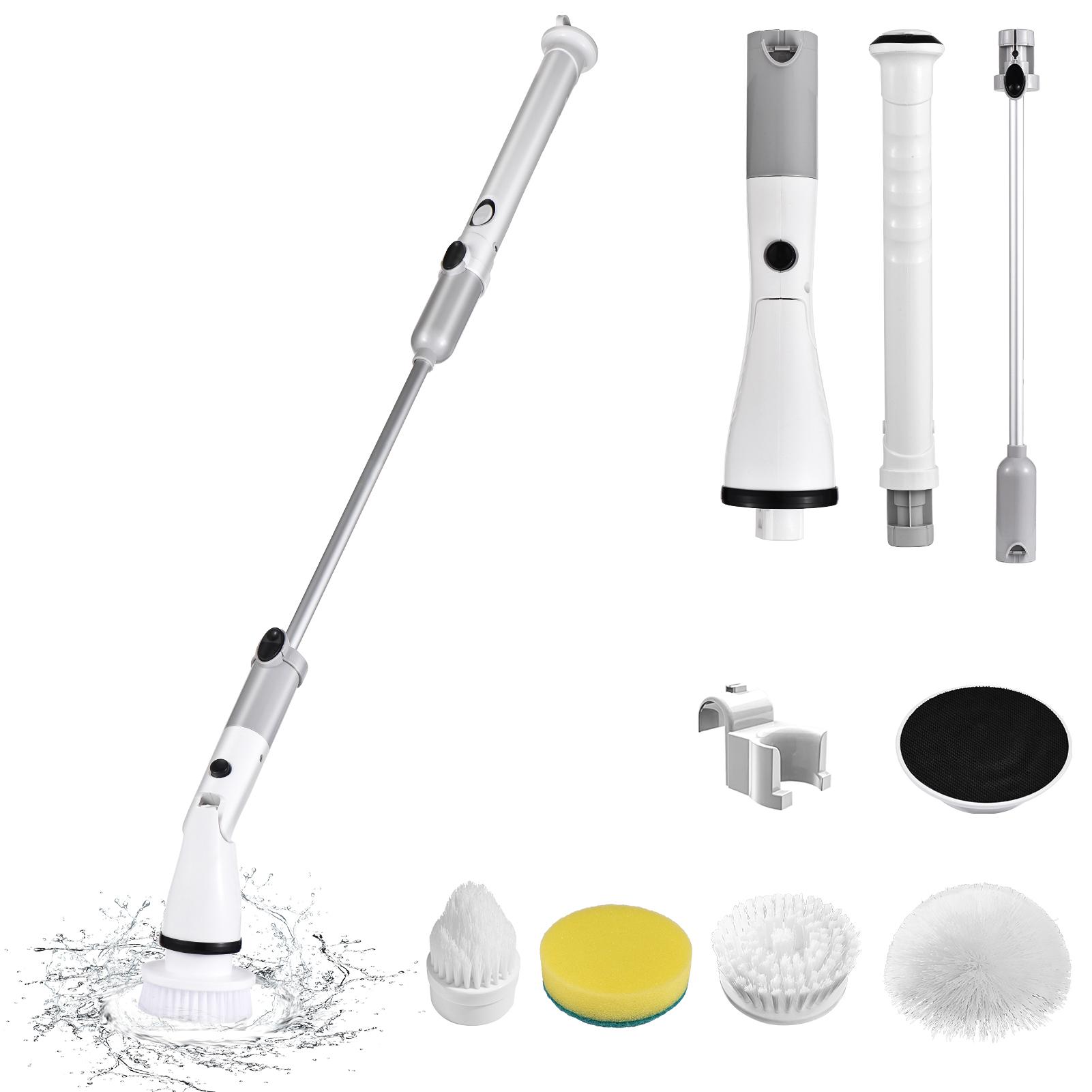 Electric Spin Scrubber Cordless Handheld Cleaning Brush with Adjustable Extension Handle 4 Brush Heads