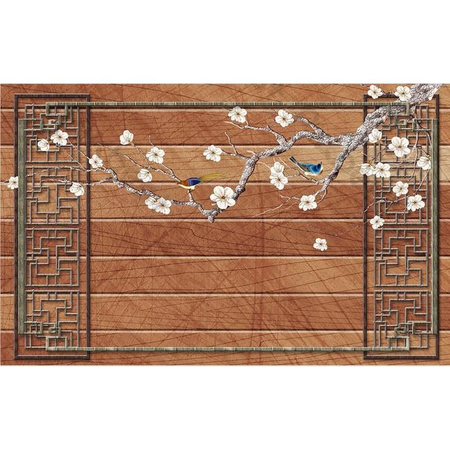 Tranh dán tường Hoa đào cổ điển phong cách sang trọng, tranh dán tường 3d hiện đại MS813048