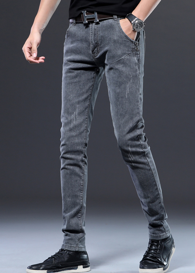 Quần jean nam dáng ôm phông cách châu âu wash nhẹ sang trọng-0494301
