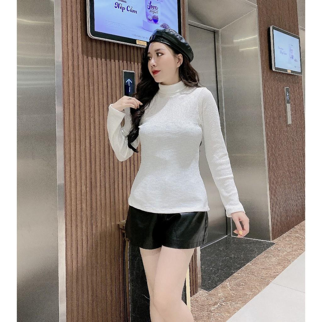 Áo len nữ cổ lọ dài tay chất tăm vuông nhiều màu coco land ulzzang