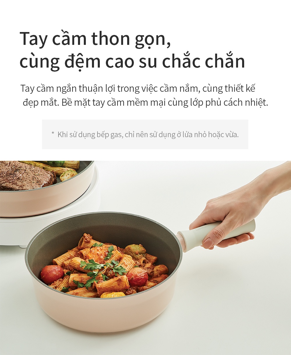 Chảo nhôm Lock&amp;Lock chống dính Suit IH 22cm CSU1225PIK - Hàng chính hãng, dùng được bếp từ, tay cầm êm, dẫn nhiệt nhanh - JoyMall