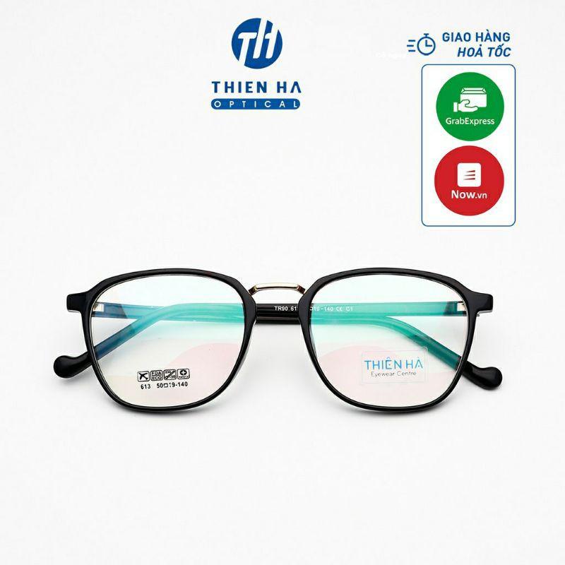 Gọng kính cận vuông nam nữ THIÊN HÀ OPTICAL chất liệu nhựa dẻo nhẹ unisex phong cách Hàn Quốc TH613 nhiều màu dễ đeo