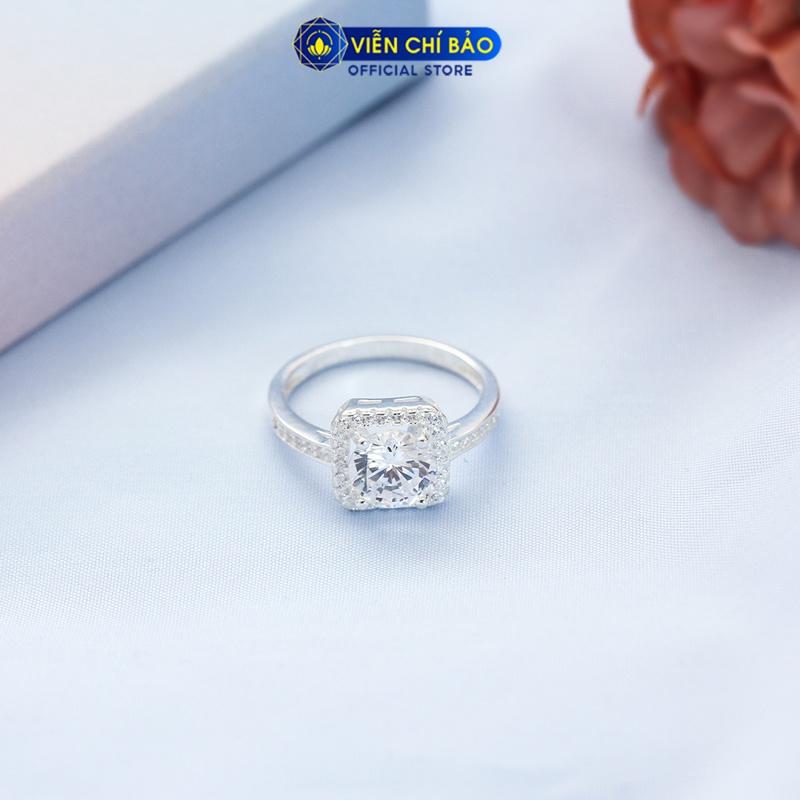 Nhẫn bạc nữ đá vuông lấp lánh chất liệu bạc 925 thời trang phụ kiện trang sức nữ Viễn Chí Bảo N400375