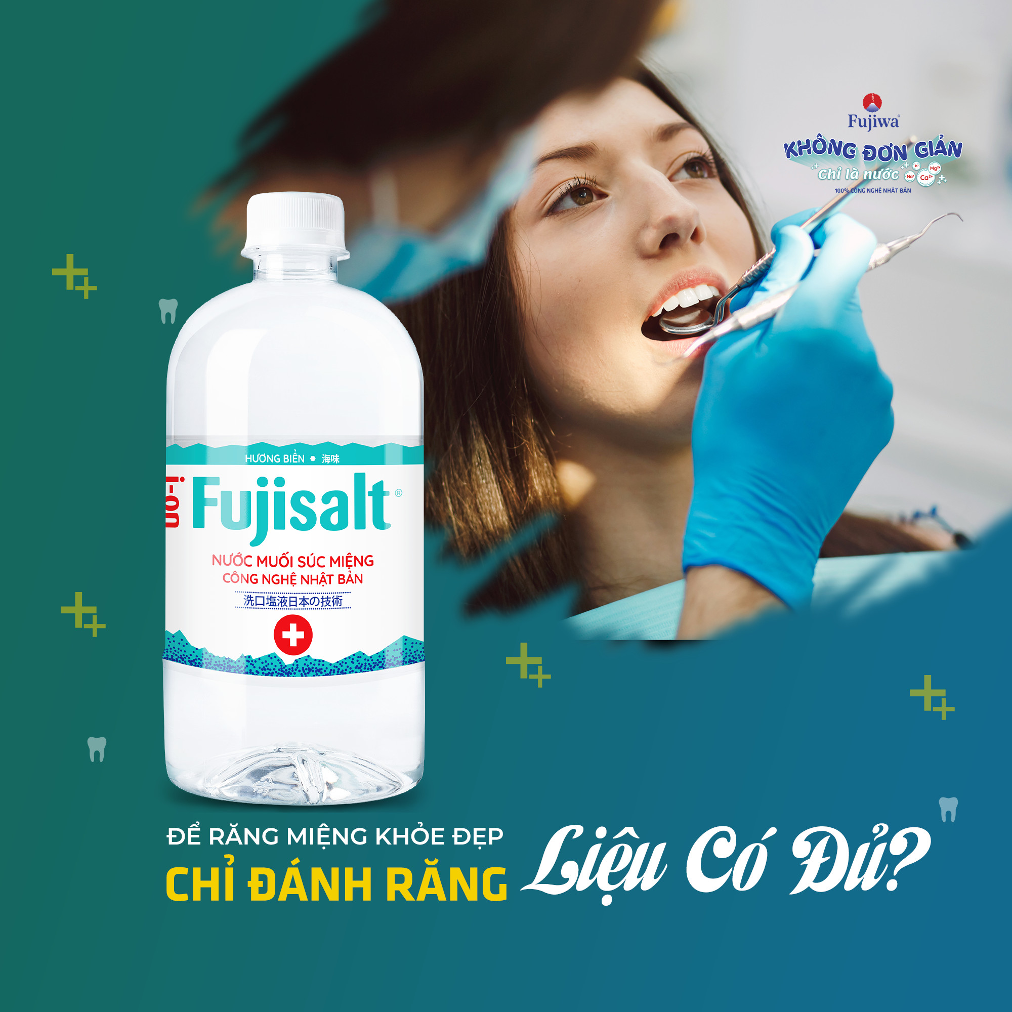 Thùng 12 Chai Nước Muối Súc Miệng Ion Muối Fujisalt 680ml Hương Bạc Hà The Mát - Bảo vệ răng miệng, Nướu, Vòm Họng khoẻ mạnh hằng ngày