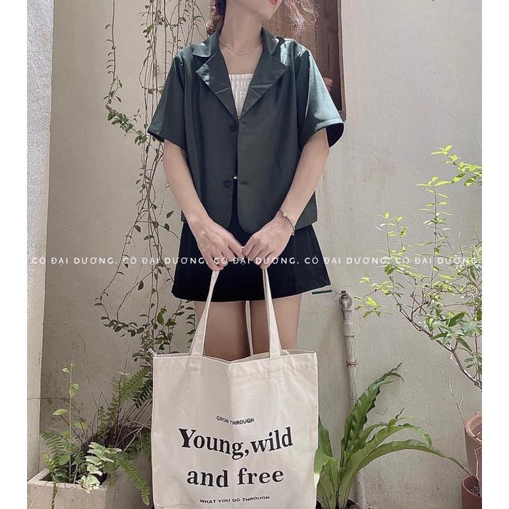 áo blazer cộc 570 - 2(xanh đậm),freesize dưới 55kg