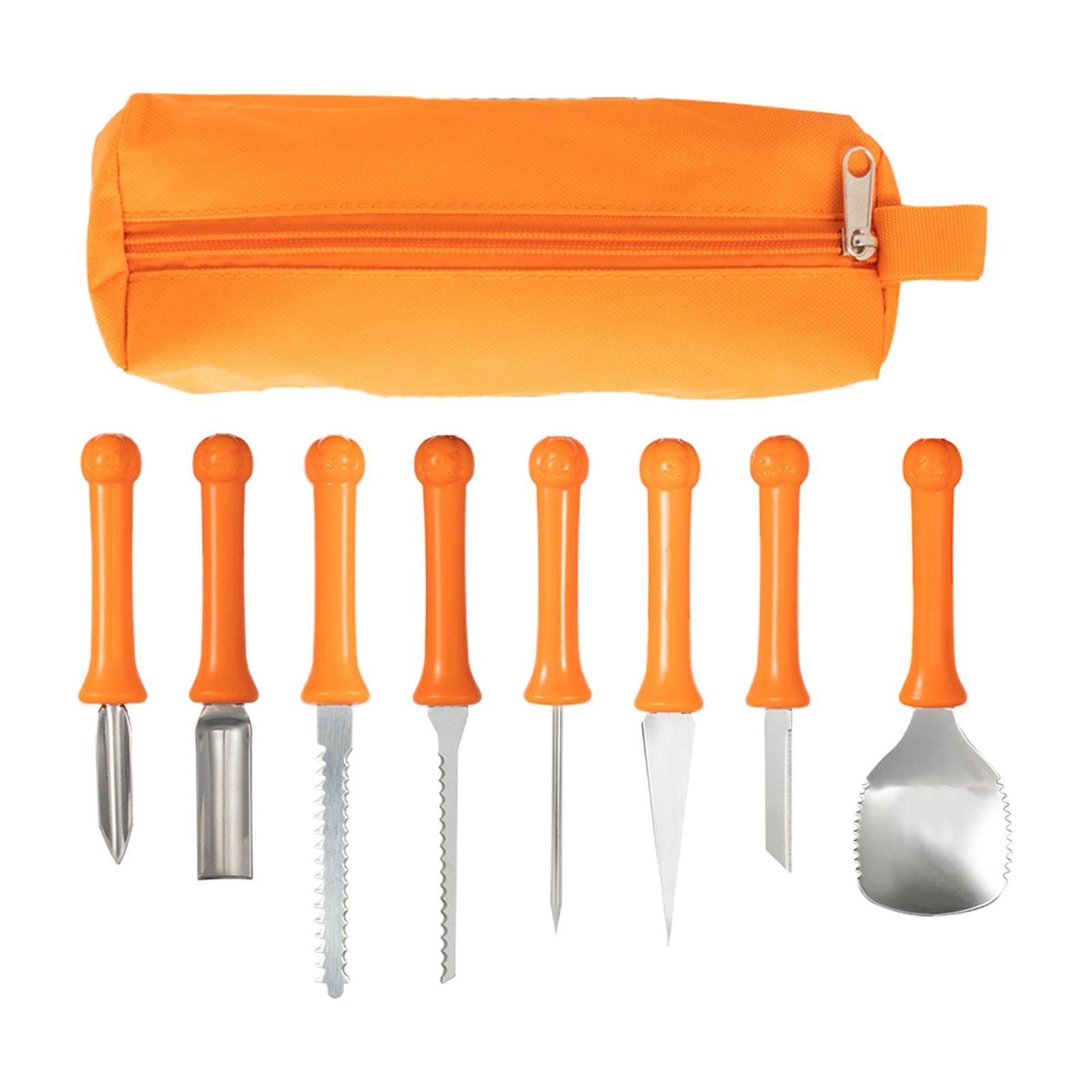 8 Pieces Pumpkin Carving Kit Carving Set Heavy Duty Stainless Steel Sculpting Tools Carver Set for Halloween Pumpkin Lantern DIY Kids Adults