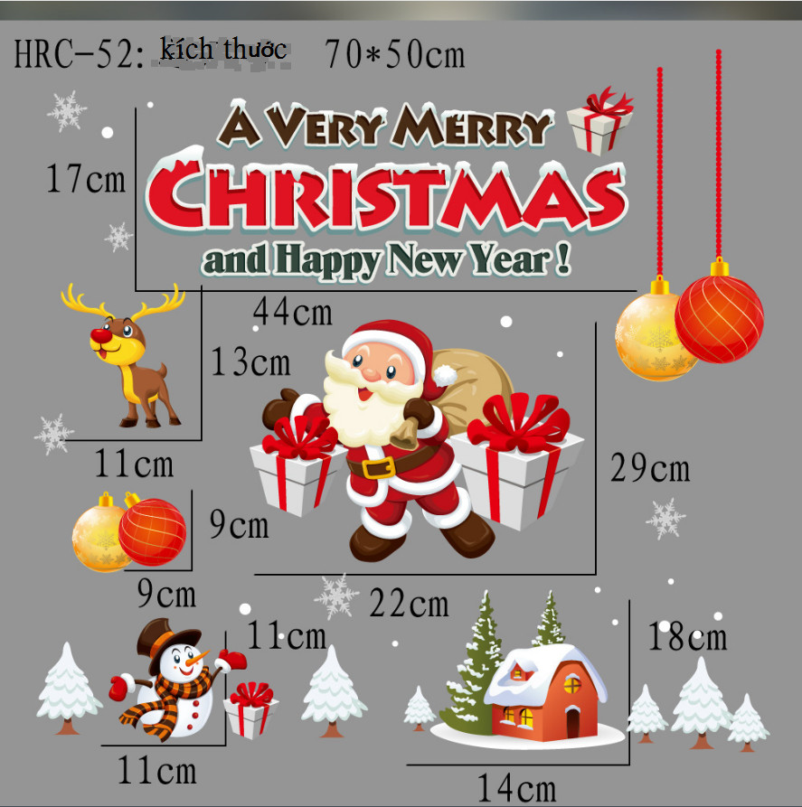 Decal tĩnh điện trang trí noel (không cần keo dán) - HYC-52