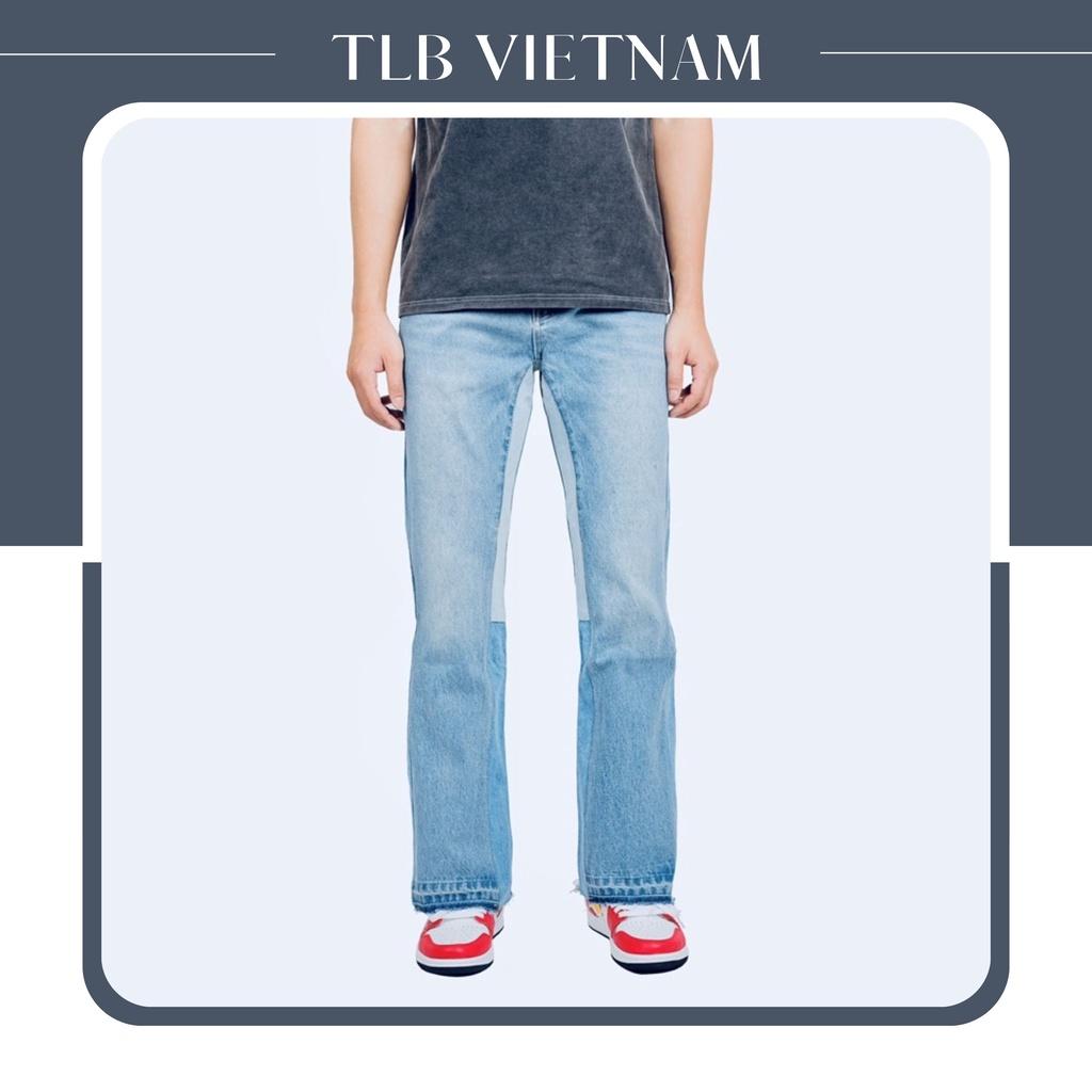 Quần Jean Nam Flare Denim Xanh Nhạt Ống Loe Phom Rộng Phong Cách Đường Phố Nhất Năng Động - TLB Vietnam