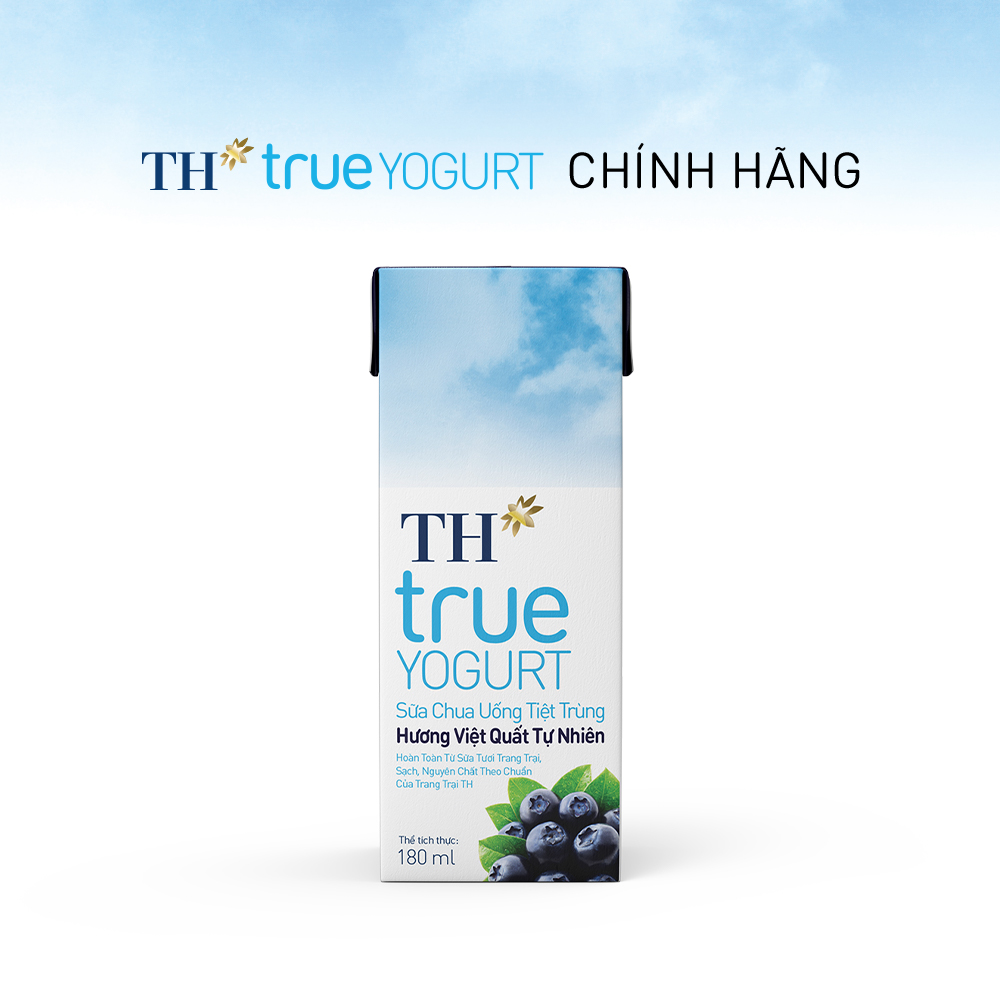 Thùng 48 hộp sữa chua uống tiệt trùng hương việt quất tự nhiên TH True Yogurt 180ml (180ml x 48)