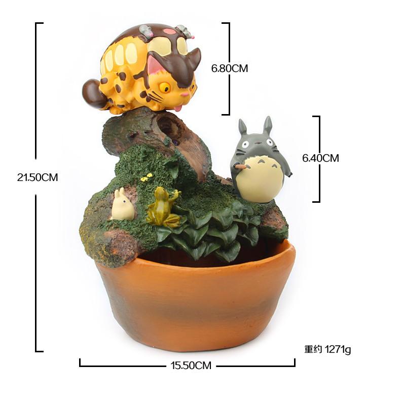 KHO-HN * Chậu cảnh Totoro và mèo xe Bus có dòng nước chảy tuần hoàn trang trí phong thủy cho góc làm việc