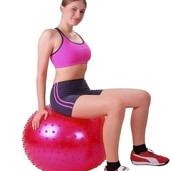 Bóng tập Yoga Nửa Gai + Nửa Trơn 3D -65cm Cao Cấp 1200Gram – Tặng kèm bơm( Hàng Cao Cấp Chính hãng)