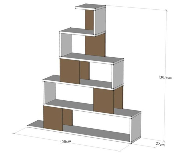 Kệ Sách Gỗ Tự Nhiên Hình Tháp 5 Tầng (120cm x 22cm x 130cm)