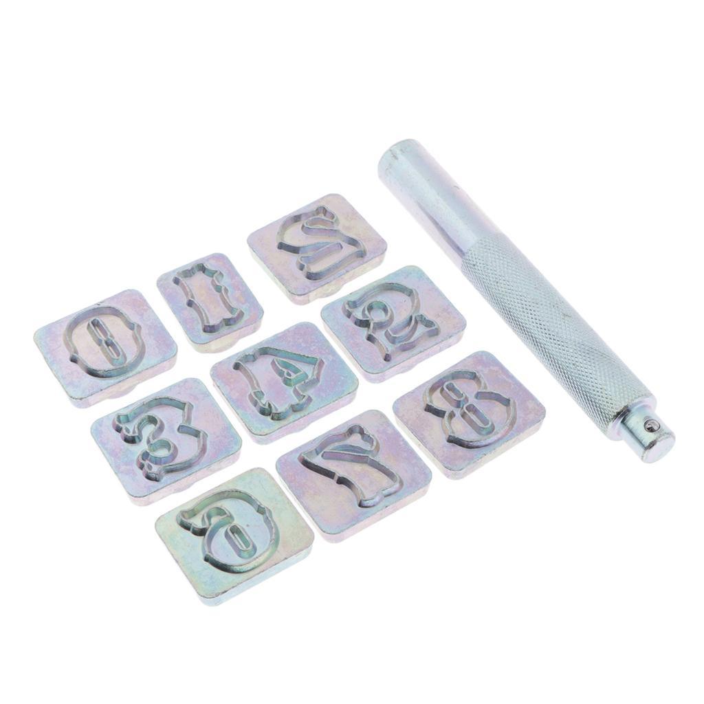 10pcs Zinc Alloy Number 0~8 Stamp Punch Tool Kit Leathercraft Hand Stamp Set