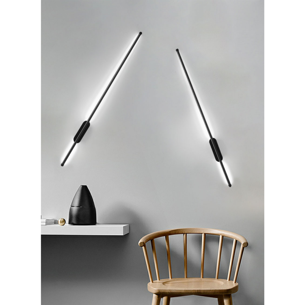 Đèn treo tường tuyến tính hiện đại Aluminum Wall Mounted Background Linear Sconce Lamp 100cm (ánh sáng vàng)