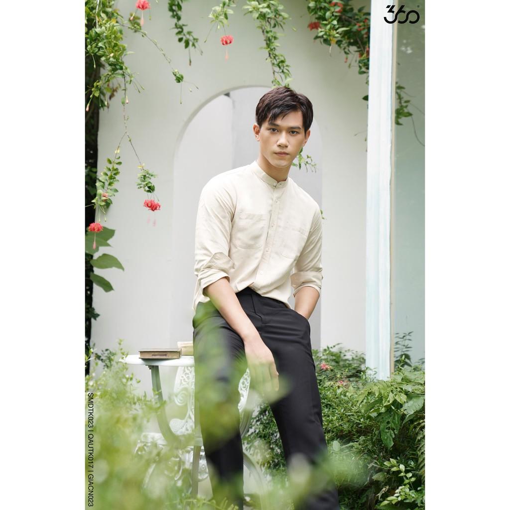 Sale Áo sơ mi nam cổ tàu chất đũi - SMDTK023