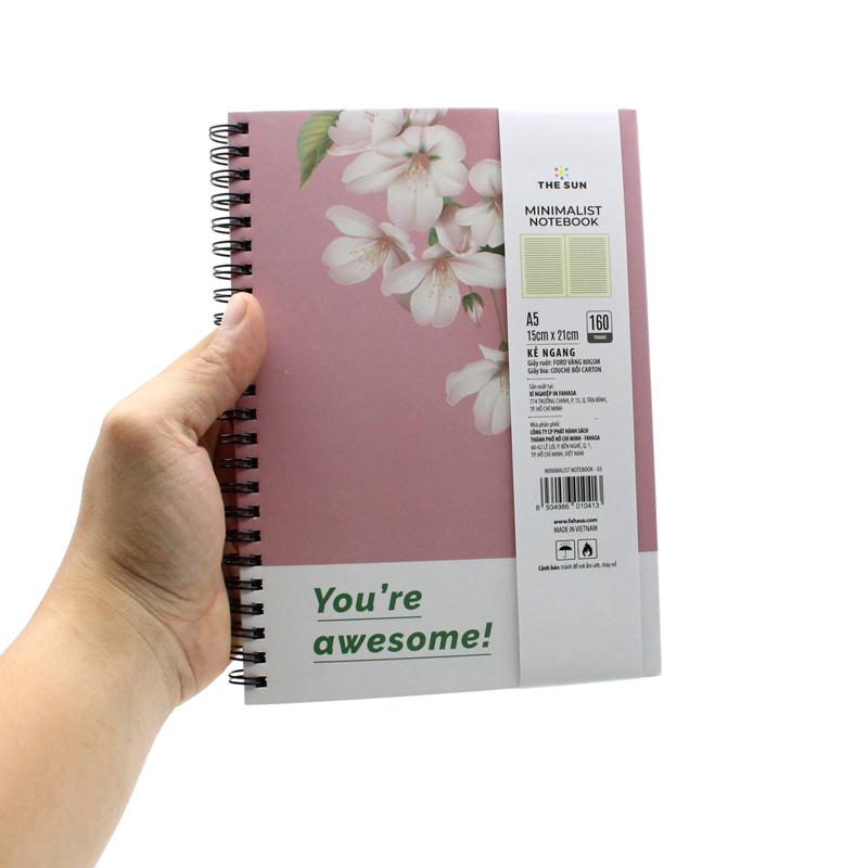 Sổ Lò Xo Bìa Cứng Minimalist A5 - Kẻ Ngang - 160 Trang 80gsm - The Sun 03