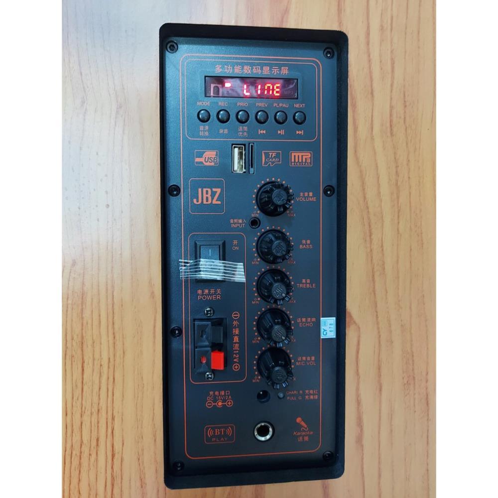 Loa kéo karaoke di động JBZ 0603 bas 1.6 tấc (0803-1003-1203)  kèm 2 micro nhôm UHF không dây