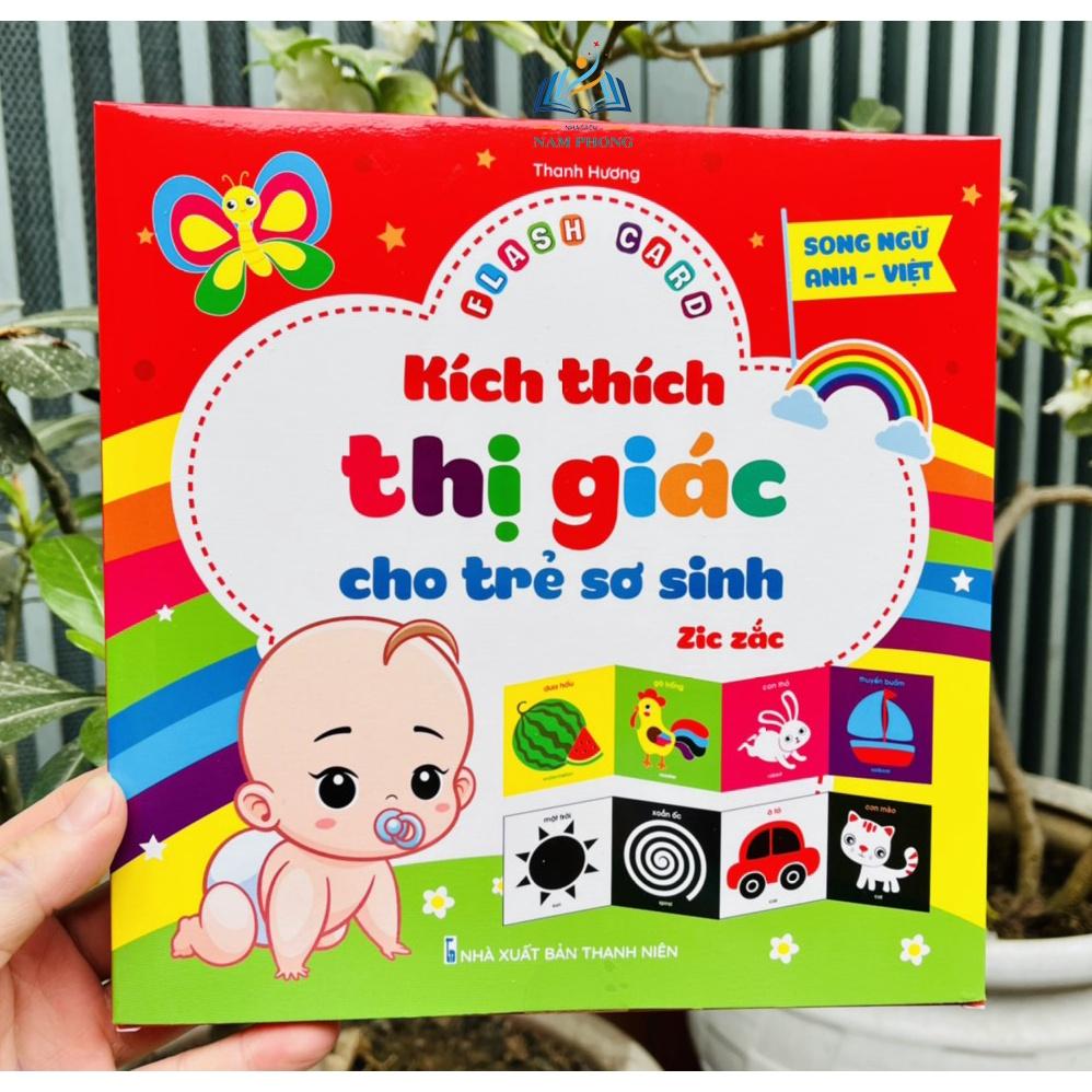 Bộ thẻ flash card kích thích thị giác cho trẻ sơ sinh zic zắc - Song ngữ Anh Việt - Gồm 40 thẻ