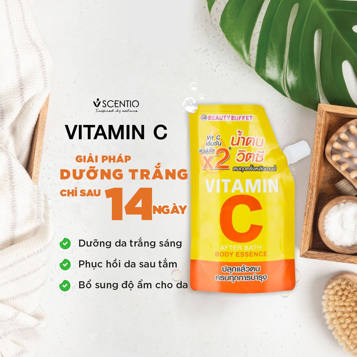 Dưỡng thể dưỡng trắng sau khi tắm Scentio Vitamin C 50ml