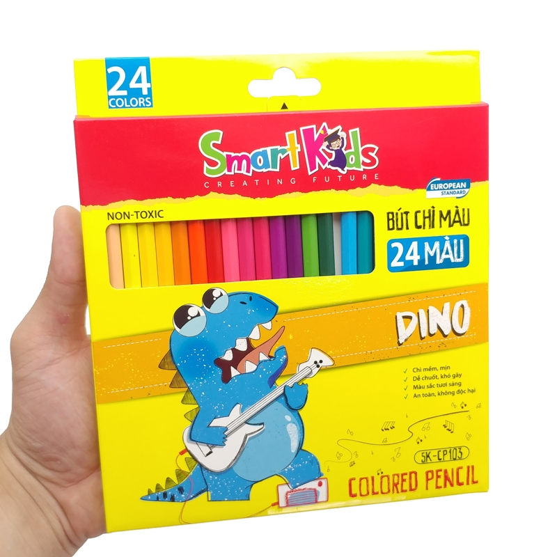 Hộp 24 Bút Chì Màu Smart Kids Dino SK-CP103