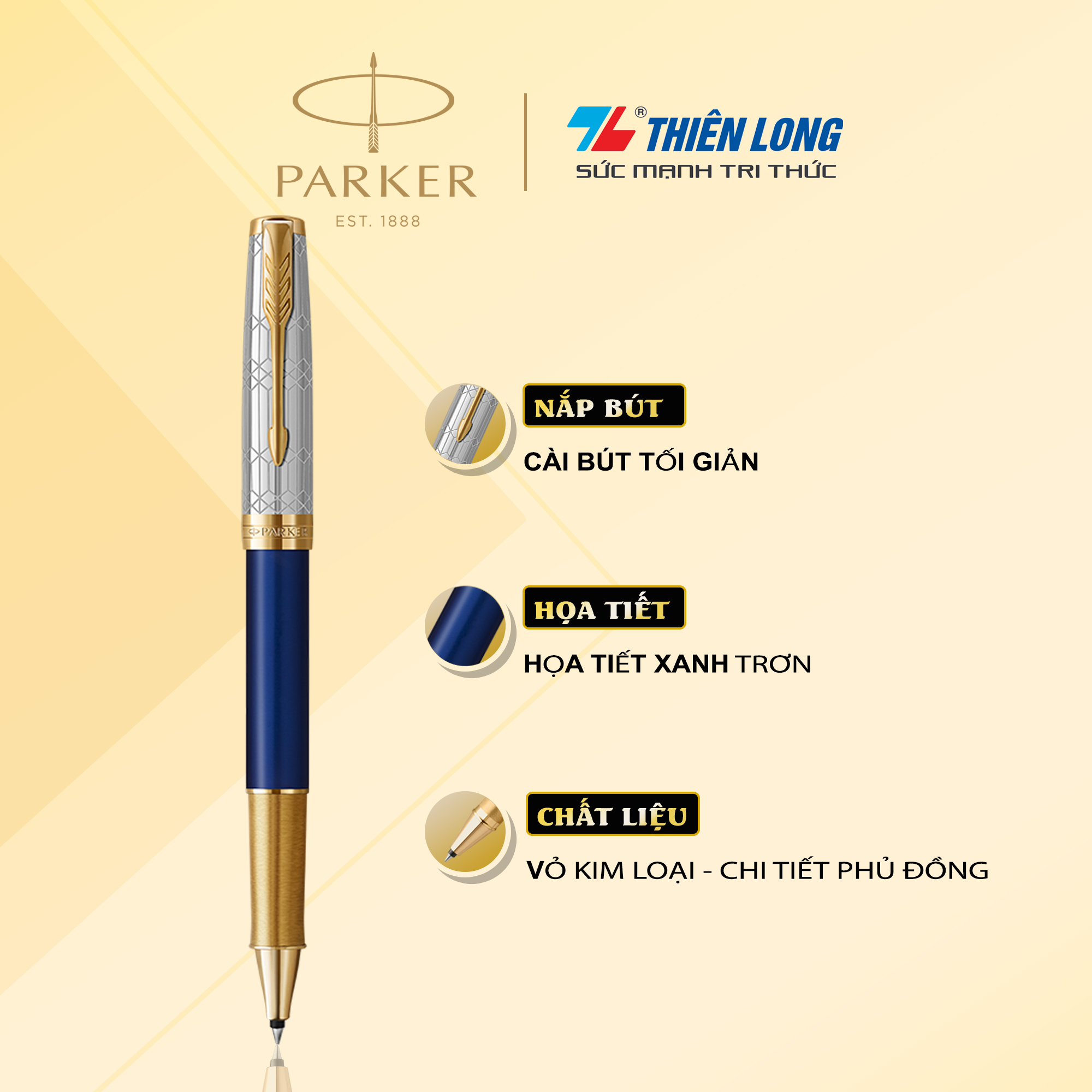 Bút lông bi cao cấp Parker Sonnet Junbilee - Sapphire Blue Lacquer - 2175074 - Mạ vàng 23K