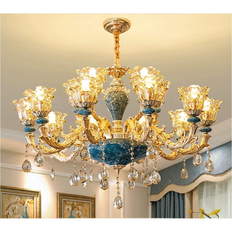 Đèn chùm trang trí ROYA phong cách Châu Âu hiện đại sang trọng loại 15 tay - Tặng kèm bóng LED đầy đủ