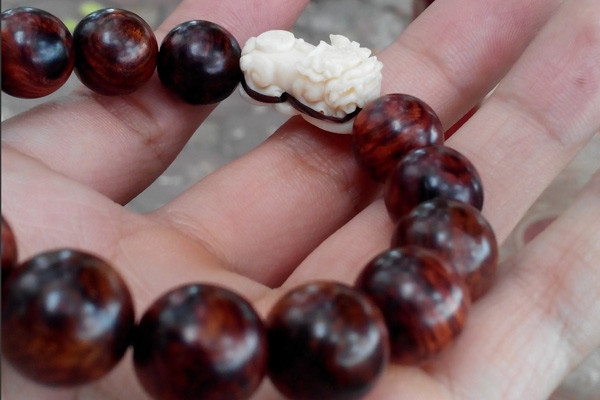 Mẫu vòng tay gỗ sưa bắc hạt tròn Mix Ngà Voi cung cấp tại Sacha