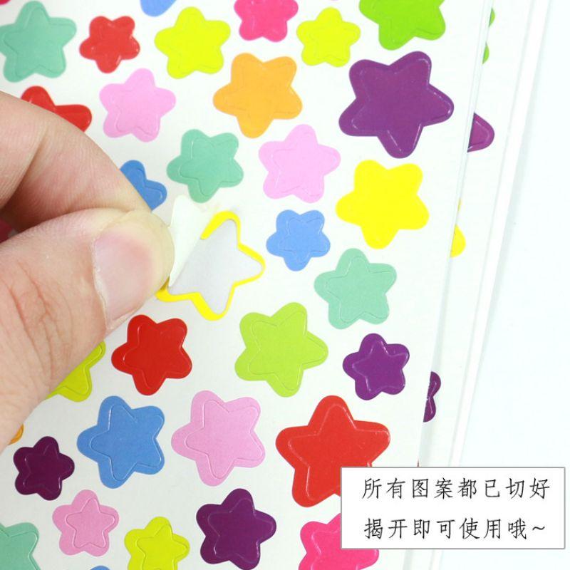 2 tờ sticker hình tim, ngôi sao, hình tròn nhiều màu sắc trang trí sổ, QNshop nguyên liệu handmade