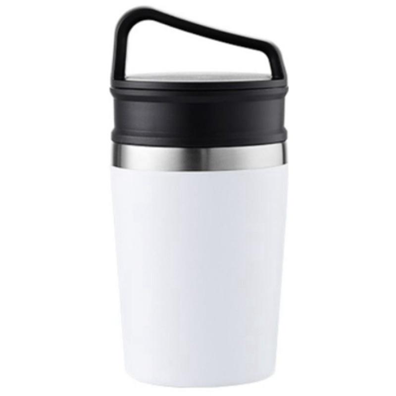 350ML Coffee Cup Portable Stainless Steel Water Cup Coffee Mug with Creative Lid Suitable for Home and Outdoor, Black