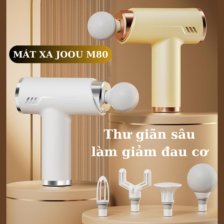 Súng Mát Xa Cầm Tay JOOU M80 Thư GIãn Sâu Làm Giảm Đau Cơ, Màn Hình LCD, 20 Tốc Độ, Biên Độ Sâu 80mm