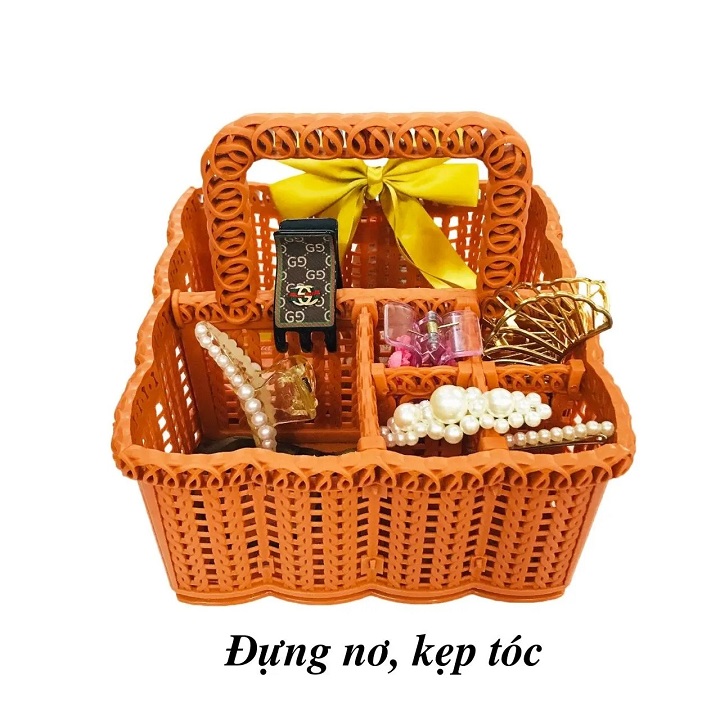 Giỏ đựng đồ 6 ngăn đa năng kích thước  21.5 cm x21.5 cm x 20 cm nhựa cao cấp