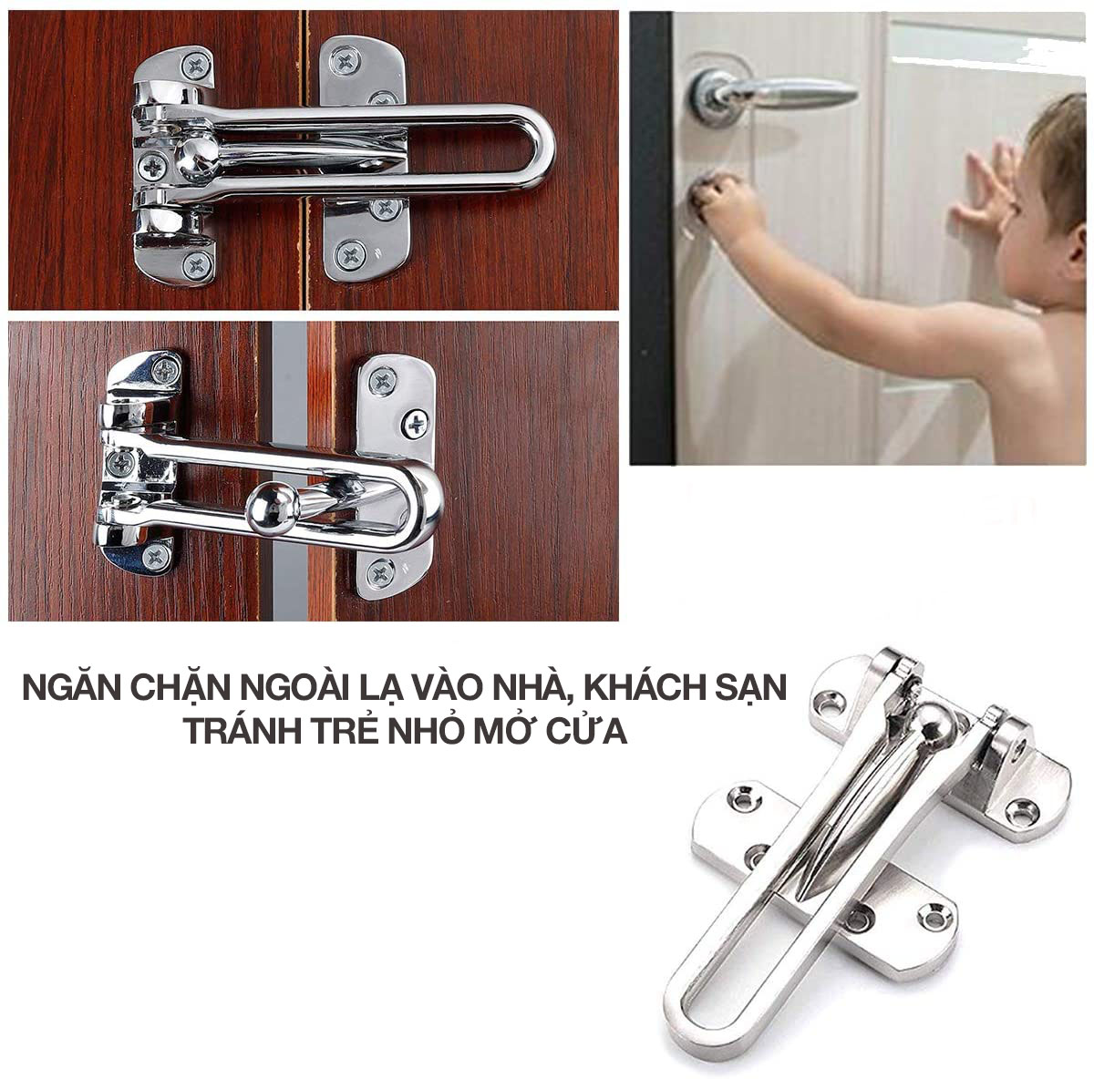 Chốt khóa cửa trượt an toàn cho chung cư phòng ngủ HOBBY Home Decor KCT1 chống kẻ lạ vào nhà