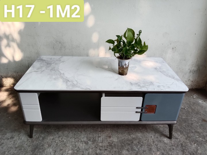 Bàn trà sofa Tundo mặt đá nhập khẩu vân xám