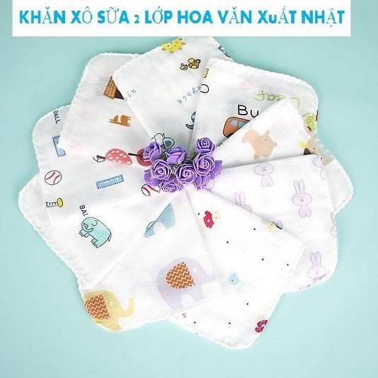 Sét 10 khăn xô sữa 2 lớp xuất Nhật loại hoa văn