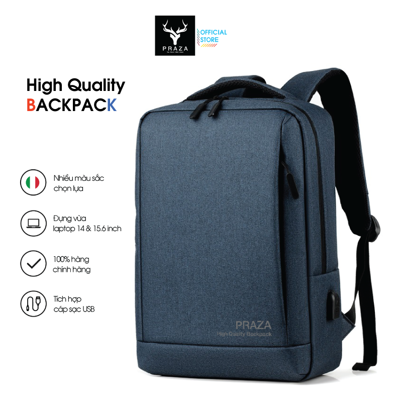 Balo Công Sở Có Cổng Sạc USB Đựng Được Laptop 15.6 inch Và Trượt Nước Cao Cấp PRAZA - BLTK198